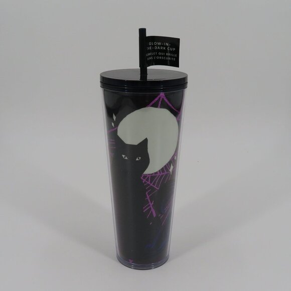 Starbucks 2021 Glow in the Dark Black Cat Moon Halloween Tumbler 24 Oz NEW NWT - Picture 10 of 10